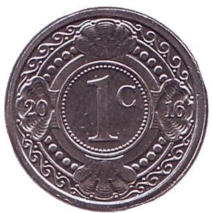 Монета 1 цент. 2016 год, Нидерландские Антильские острова. Цветок апельсинового дерева.