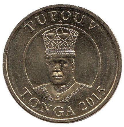 Монета 1 паанга. 2015 год, Тонга. Тупоу V. Король Тонга.