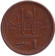 Монета 1 рупия. 2004 год, Пакистан. Мавзолей. Монета 1 рупия. 2004 год, Пакистан. Мавзолей.