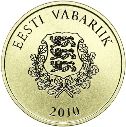 "Народ Эстонии". Золотая монета 100 крон. 2010 год, Эстония.