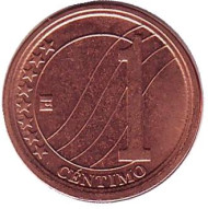 Монета 1 сентимо. 2009 год, Венесуэла. Монета 1 сентимо. 2009 год, Венесуэла.