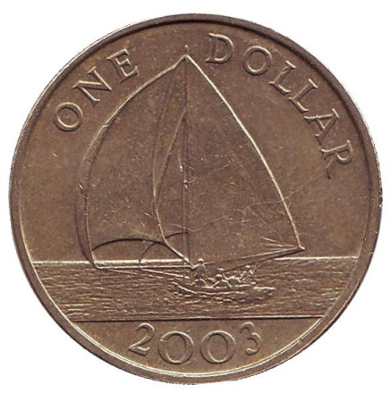 Монета 1 доллар. 2003 год, Бермудские острова. Парусник.