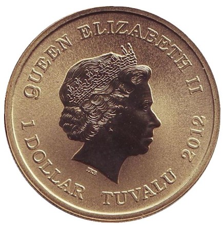 Монета 1 доллар. 2012 год, Тувалу. Год дракона.