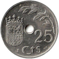 Монета 25 сентимо. 1937 год, Испания. Монета 25 сентимо. 1937 год, Испания.