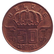 Монета 50 сантимов. 2000 год, Бельгия. (Belgie) Монета 50 сантимов. 2000 год, Бельгия. (Belgie)