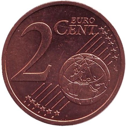 Монета 2 цента. 2008 год, Люксембург.