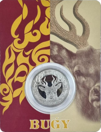 Монета 100 тенге. 2020 год, Казахстан. Олень. (Буги). Культовые животные - тотемы кочевников.