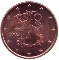 Монета 1 цент, 2003 год, Финляндия. Монета 1 цент, 2003 год, Финляндия.