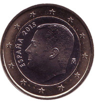 Монета 1 евро. 2015 год, Испания.