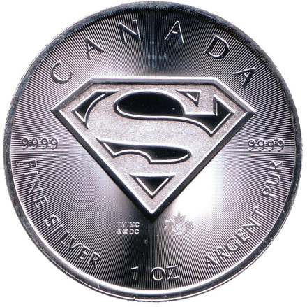 Монета 5 долларов. 2016 год, Канада. Супермен.