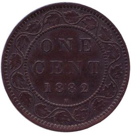 Монета 1 цент. 1882 год, Канада.