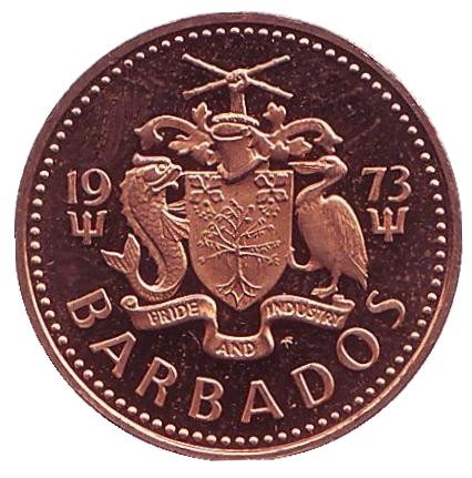 Монета 1 цент. 1973 год, Барбадос. (Отметка: "f") Монета 1 цент. 1973 год, Барбадос. (Отметка: "f")