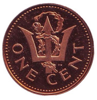Монета 1 цент. 1973 год, Барбадос. (Отметка: "f") Монета 1 цент. 1973 год, Барбадос. (Отметка: "f")