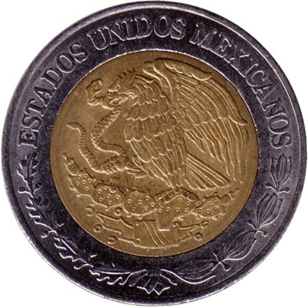 Монета 1 песо. 2016 год, Мексика. Монета 1 песо. 2016 год, Мексика.