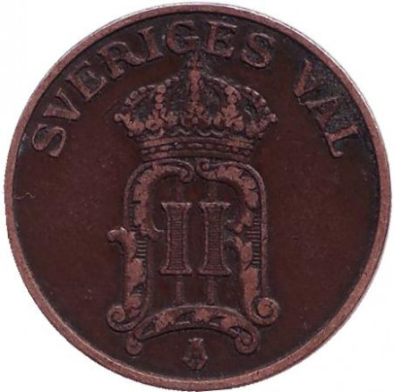 Монета 2 эре. 1907 год, Швеция.