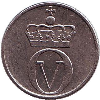 Монета 10 эре. 1973 год, Норвегия. Пчела.