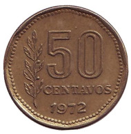 Монета 50 сентаво. 1972 год, Аргентина. Монета 50 сентаво. 1972 год, Аргентина.