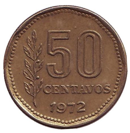 Монета 50 сентаво. 1972 год, Аргентина.