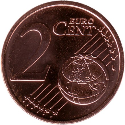 Монета 2 цента. 2021 год, Франция. Монета 2 цента. 2021 год, Франция.
