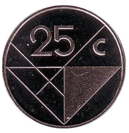 Монета 25 центов. 1993 год, Аруба. UNC.