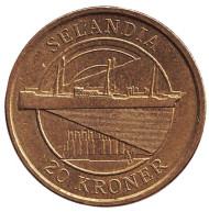 Монета 20 крон. 2008 год, Дания. Теплоход "Зеландия". (Селандия). Монета 20 крон. 2008 год, Дания. Теплоход "Зеландия". (Селандия).