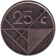 Монета 25 центов, 1987 год, Аруба. Монета 25 центов, 1987 год, Аруба.