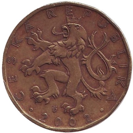 Монета 20 крон. 2002 год, Чехия. Всадник (Святой Вацлав). Монета 20 крон. 2002 год, Чехия. Всадник (Святой Вацлав).