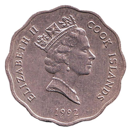 Монета 1 доллар. 1992 год, Острова Кука. Тангароа. Божество. Монета 1 доллар. 1992 год, Острова Кука. Тангароа. Божество.