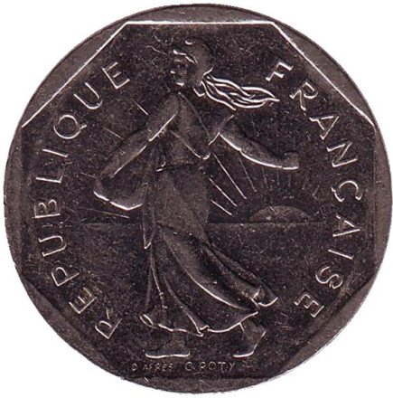 Монета 2 франка. 2000 год, Франция.