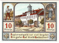 Нотгельд Плауэ. 10 пфеннигов. 1921 год, Веймарская республика (Германия). Нотгельд Плауэ. 10 пфеннигов. 1921 год, Веймарская республика (Германия).