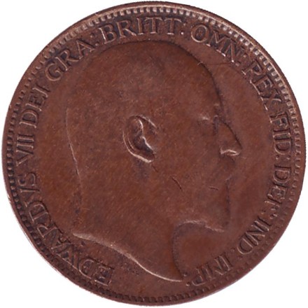 Монета 1 фартинг. 1907 год, Великобритания. Монета 1 фартинг. 1907 год, Великобритания.