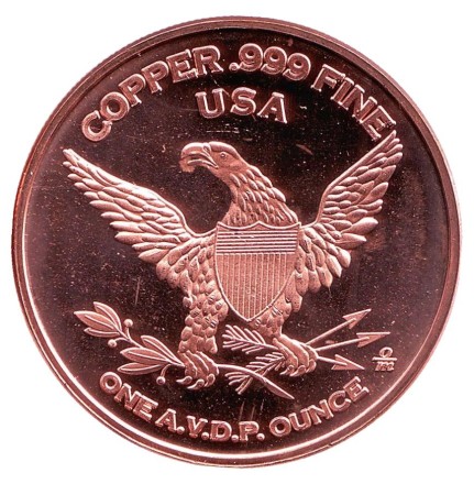 Гигантозавр. Монетовидный жетон. Унция меди 999. США. 