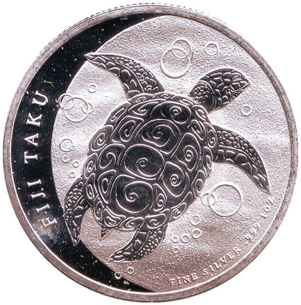 Монета 2 доллара. 2011 год, Фиджи. Черепаха.