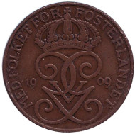 Монета 5 эре. 1909 год, Швеция. (большой крест) Монета 5 эре. 1909 год, Швеция. (большой крест)