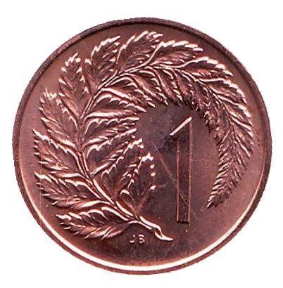 Монета 1 цент. 1980 год, Новая Зеландия. UNC. Лист папоротника.