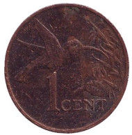 Монета 1 цент. 1975 год, Тринидад и Тобаго. Колибри. Монета 1 цент. 1975 год, Тринидад и Тобаго. Колибри.