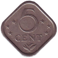 Монета 5 центов, 1985 год, Нидерландские Антильские острова.