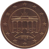 Монета 50 центов. 2002 год (D), Германия. Монета 50 центов. 2002 год (D), Германия.