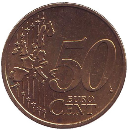 Монета 50 центов. 2002 год (D), Германия.