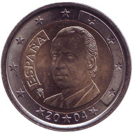 Монета 2 евро. 2004 год, Испания. Монета 2 евро. 2004 год, Испания.