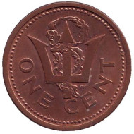 Монета 1 цент. 1989 год, Барбадос. Монета 1 цент. 1989 год, Барбадос.