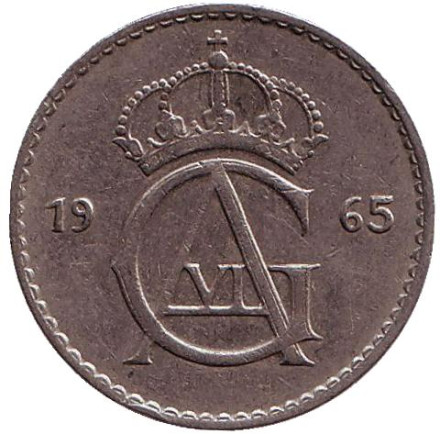 Монета 50 эре. 1965 год, Швеция.