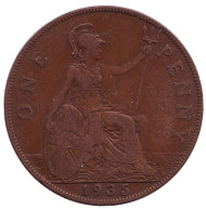 Монета 1 пенни. 1935 год, Великобритания. Монета 1 пенни. 1935 год, Великобритания.