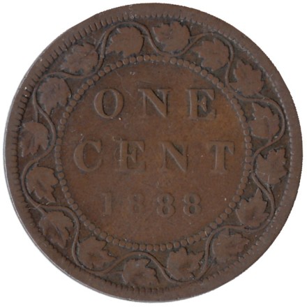 Монета 1 цент. 1888 год, Канада. 