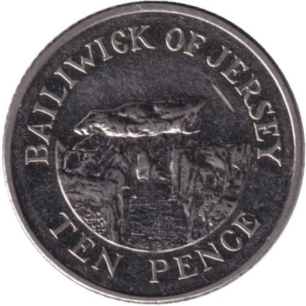 Монета 10 пенсов. 2012 год, Джерси. Дольмен. Монета 10 пенсов. 2012 год, Джерси. Дольмен.
