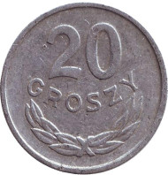 Монета 20 грошей. 1965 год, Польша. Монета 20 грошей. 1965 год, Польша.