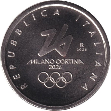 Монета 1/4 евро. 2025 год, Италия. Зимние Олимпийские игры 2026. Милан.