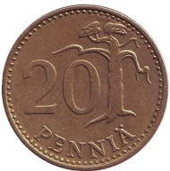 Монета 20 пенни. 1979 год, Финляндия. Монета 20 пенни. 1979 год, Финляндия.