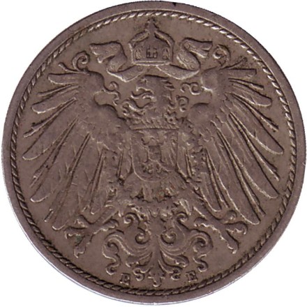 Монета 10 пфеннигов. 1903 год (Е), Германская империя.