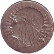 Монета 5 злотых. 1933 год, Польша. Ядвига. Монета 5 злотых. 1933 год, Польша. Ядвига.